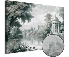 Artgeist Paveikslas - View of the Park and Lake Retro Vintage Landscape in Greens