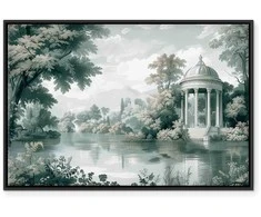 Artgeist Paveikslas - View of the Park and Lake Retro Vintage Landscape in Greens