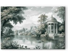 Artgeist Paveikslas - View of the Park and Lake Retro Vintage Landscape in Greens
