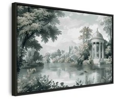 Artgeist Paveikslas - View of the Park and Lake Retro Vintage Landscape in Greens