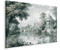 Artgeist Paveikslas - View of the Park and Lake Retro Vintage Landscape in Greens