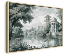 Artgeist Paveikslas - View of the Park and Lake Retro Vintage Landscape in Greens