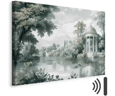 Artgeist Paveikslas - View of the Park and Lake Retro Vintage Landscape in Greens