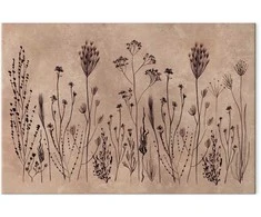 Artgeist Paveikslas - Wildflowers – juodas plants on lime-wash background
