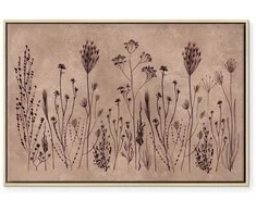 Artgeist Paveikslas - Wildflowers – juodas plants on lime-wash background