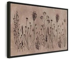 Artgeist Paveikslas - Wildflowers – juodas plants on lime-wash background