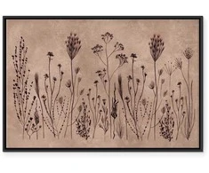 Artgeist Paveikslas - Wildflowers – juodas plants on lime-wash background