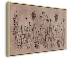 Artgeist Paveikslas - Wildflowers – juodas plants on lime-wash background