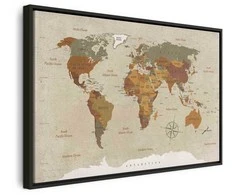 Artgeist Paveikslas - World Map: rusvai gelsvas Chic