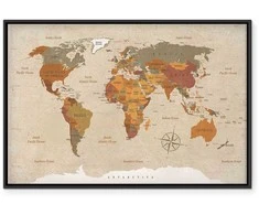 Artgeist Paveikslas - World Map: rusvai gelsvas Chic