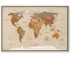 Artgeist Paveikslas - World Map: rusvai gelsvas Chic