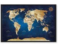 Artgeist Paveikslas - World Map: The Dark Mėlyna Depths