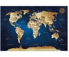 Artgeist Paveikslas - World Map: The Dark Mėlyna Depths