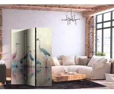 Artgeist Pertvara - Birds by the lake – herons painted in watercolours in delicate pilkas and pink colours