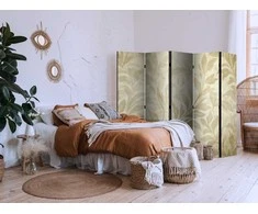 Artgeist Pertvara - Botanical Motif with Leaves and Vines in Sandy Colors.
