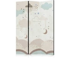 Artgeist Pertvara - Cloudy Night Sky - Moons in Browns and Beiges Amid Numerous Clouds and Stars on a Light Background