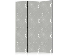 Artgeist Pertvara - Cosmic Fireworks - Elegant Pattern with Moons and Stars on a Gray Background