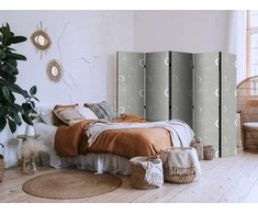 Artgeist Pertvara - Cosmic Fireworks - Elegant Pattern with Moons and Stars on a Gray Background