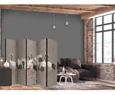 Artgeist Pertvara - Cranes dancing - bright silhouettes of birds on a warm pilkas background with texture