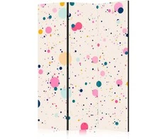 Artgeist Pertvara - Dots - Spots and Splashes Multicolored - Cheerful Pattern on a Light Rožinė Background