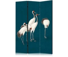 Artgeist Pertvara - Evening by the pond - a group of cranes drawn with dry pastels on a dark turquoise background