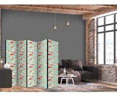 Artgeist Pertvara - Fish And Japanese Pattern - Koi Fish in Oranžinis-Kreminis Colors on a Žalias-Mint Background With An Oriental Pattern
