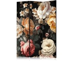 Artgeist Pertvara - Floristry in Vintage Style - a Plethora of Colorful Flowers on a Juodas Background