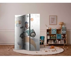 Artgeist Pertvara - Galactic Races - Bear Participating in Car Races Among Planets - Clouds - and Stars in Pastel Hues