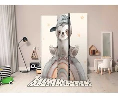 Artgeist Pertvara - Happy Sloth - Sloth in Muted Colors - Wearing a Cap - Sitting on a Rainbow Among the Stars
