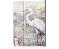 Artgeist Pertvara - Heron wading in a pond – illustration in bright colours
