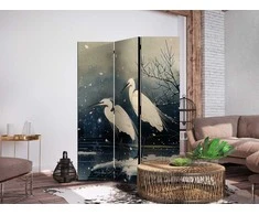 Artgeist Pertvara - Herons over a winter pond - Japanese-style illustration in dark colours