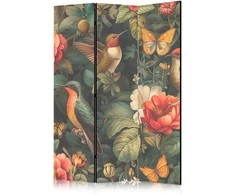 Artgeist Pertvara - In the Botanical Garden - Flowers Birds and Butterflies - Colorful Illustration