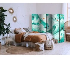 Artgeist Pertvara - Koi Fish Among Waves - Japanese Fish Amid Waves in Shades of Turquoise And Baltas