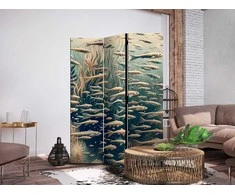 Artgeist Pertvara - Life in the Ocean - Underwater World of Fish and Vegetation in rusvai gelsvas and Navy Colors in Retro Style