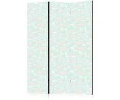 Artgeist Pertvara - Minimalist Fish - Fish of Pilkas Dots on a Crystal Clear Water Surface in Mint Žalias Colors