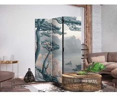 Artgeist Pertvara - Mountainous Coast with Trees and Rocks - in Light Pastel Blues