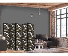 Artgeist Pertvara - Oriental impressions - decorative pattern with a motif of flying cranes on a dark background