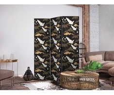 Artgeist Pertvara - Oriental impressions - decorative pattern with a motif of flying cranes on a dark background