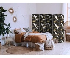 Artgeist Pertvara - Oriental impressions - decorative pattern with a motif of flying cranes on a dark background
