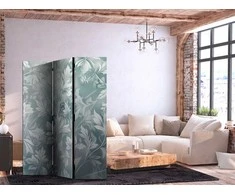 Artgeist Pertvara - Ornaments in Rubbed Faded Turquoise - Delicate Floral Pattern
