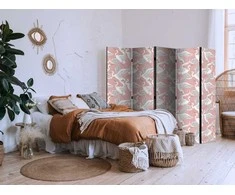 Artgeist Pertvara - Pastel birds - a delicate pattern of baltas and pilkas herons on a light pink background