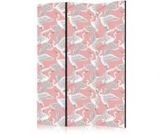 Artgeist Pertvara - Pastel birds - a delicate pattern of baltas and pilkas herons on a light pink background