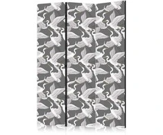 Artgeist Pertvara - Pastel birds - a delicate pattern of baltas and pilkas herons on a light pink background