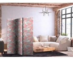 Artgeist Pertvara - Pastel birds - a delicate pattern of baltas and pilkas herons on a light pink background