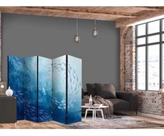 Artgeist Pertvara - Schools of Fish - Luminous Clusters of Fish in Mėlyna Colors Among Sea Depths