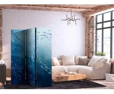Artgeist Pertvara - Schools of Fish - Luminous Clusters of Fish in Mėlyna Hues Amidst the Sea Depths