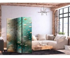 Artgeist Pertvara - Spectacular Underwater Landscape - Fish in an Underwater World in Turquoise Mėlyna rusvai gelsvas and Delicate Oranžinis Colors