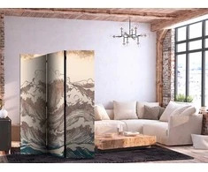 Artgeist Pertvara - Stormy Ocean - High Waves in Brown and Navy Colors on a rusvai gelsvas Background in Vintage Style