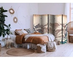 Artgeist Pertvara - Turbulent Ocean - High Waves in Brown And Navy Colors on a rusvai gelsvas Background in Vintage Style