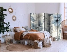 Artgeist Pertvara - Turquoise Flowers in Retro Vibe; Floral Ornaments